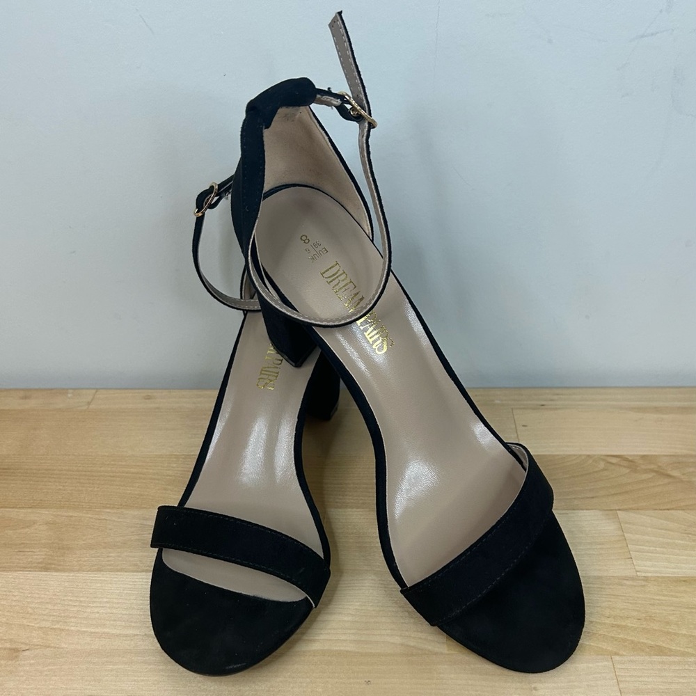 Dream Pairs Black Ankle Strap Block Heel Sandals Size 8 Dress Heels